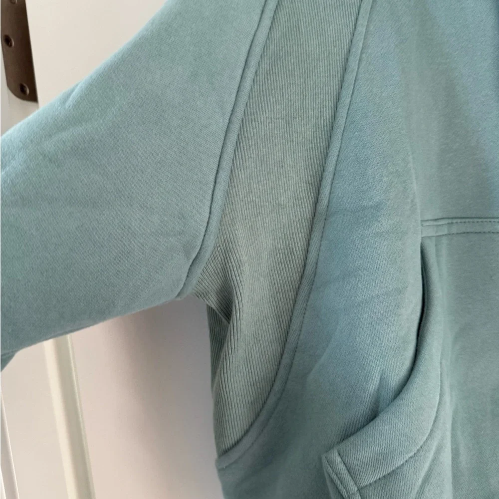 Women's Quarter-Zip Hoodie Sweatshirt in Light Teal - Picture 2 of 4